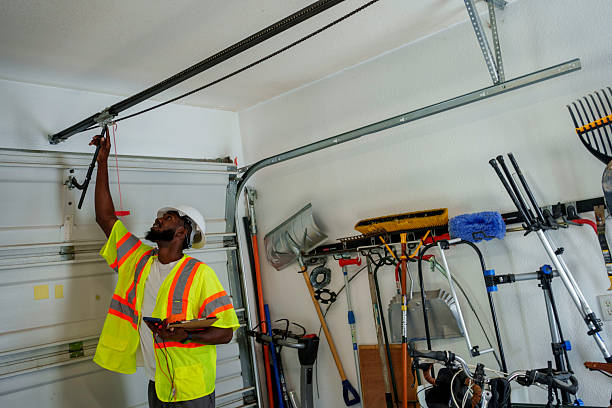 Professional Garage Door Panel Replacement technician working in Marine, IL